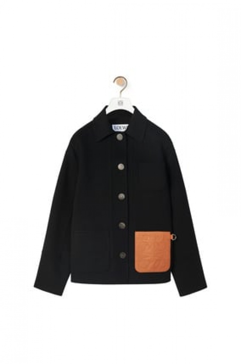 Chaquetas Loewe Workwear jacket in wool and cashmere Mujer Negras | 652GTYNVW