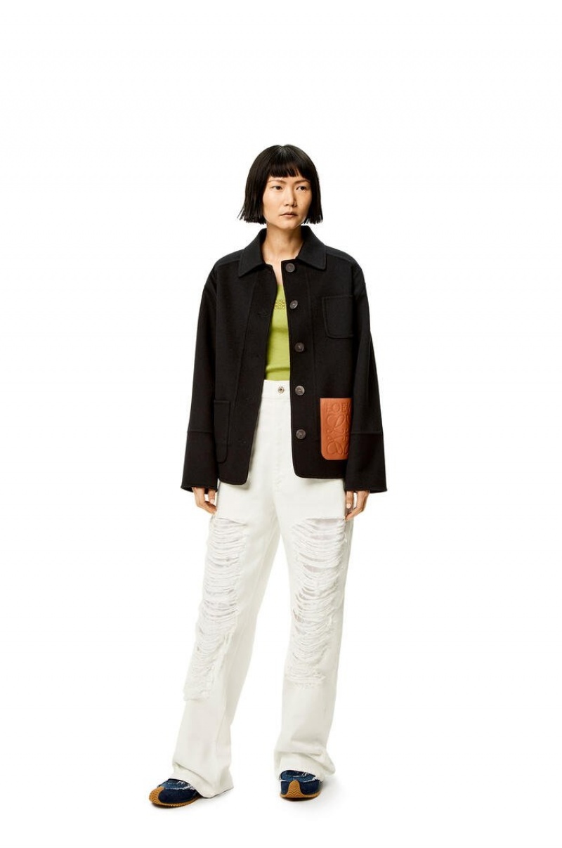 Chaquetas Loewe Workwear jacket in wool and cashmere Mujer Negras | 652GTYNVW