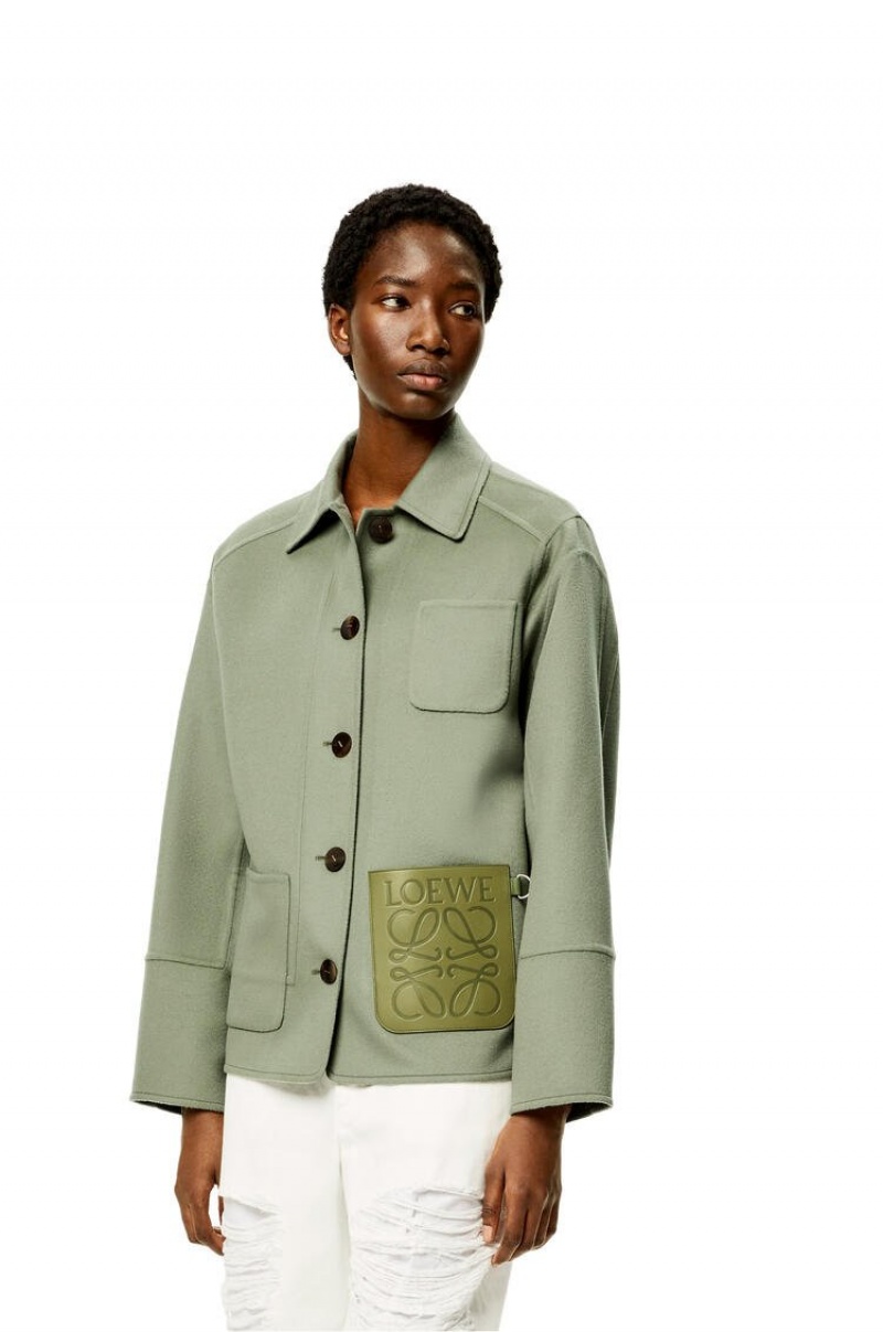 Chaquetas Loewe Workwear jacket in wool and cashmere Mujer Sage | 043MVXHNI