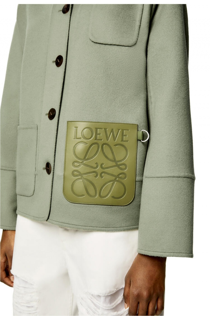 Chaquetas Loewe Workwear jacket in wool and cashmere Mujer Sage | 043MVXHNI