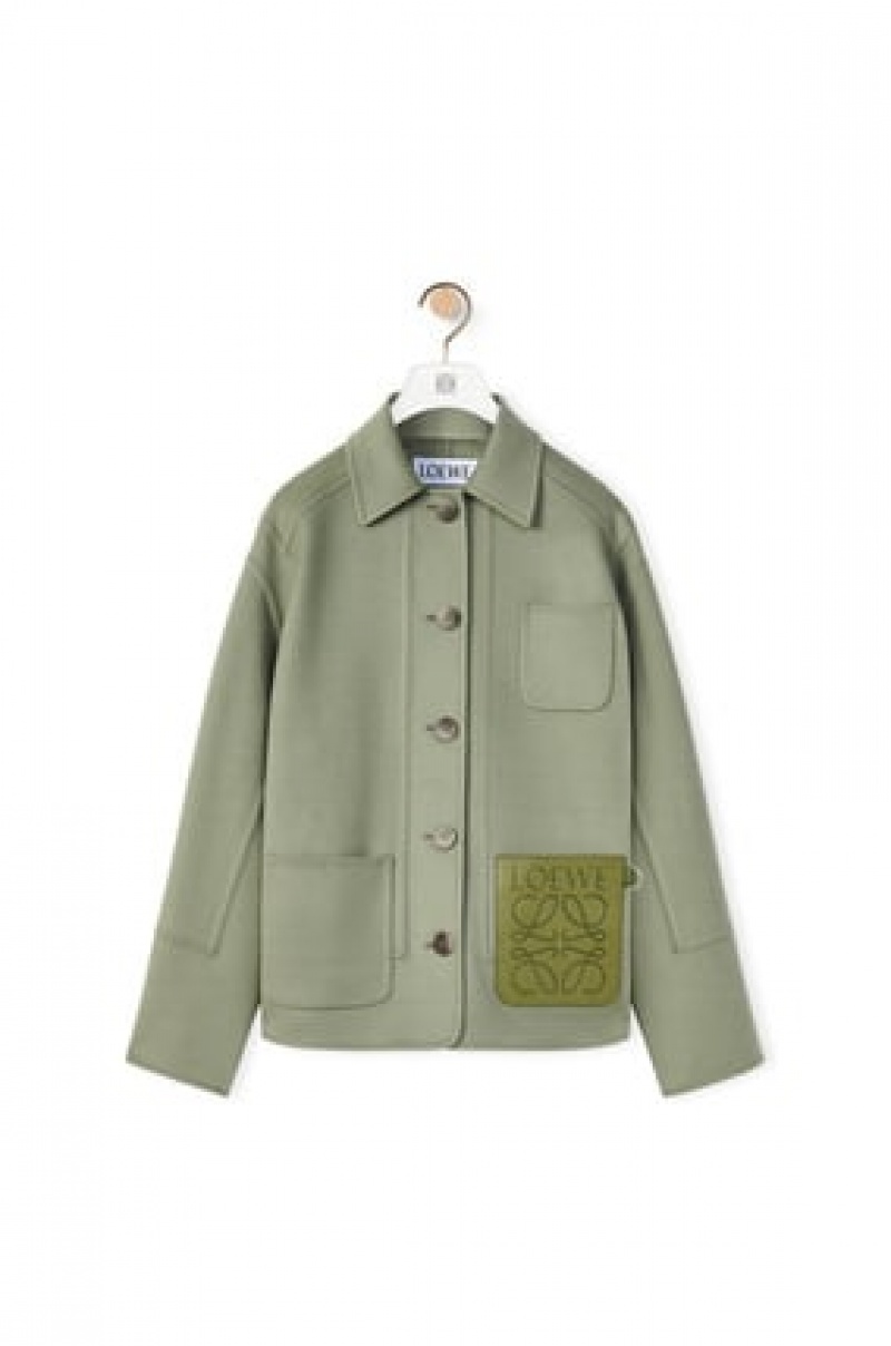 Chaquetas Loewe Workwear jacket in wool and cashmere Mujer Sage | 043MVXHNI