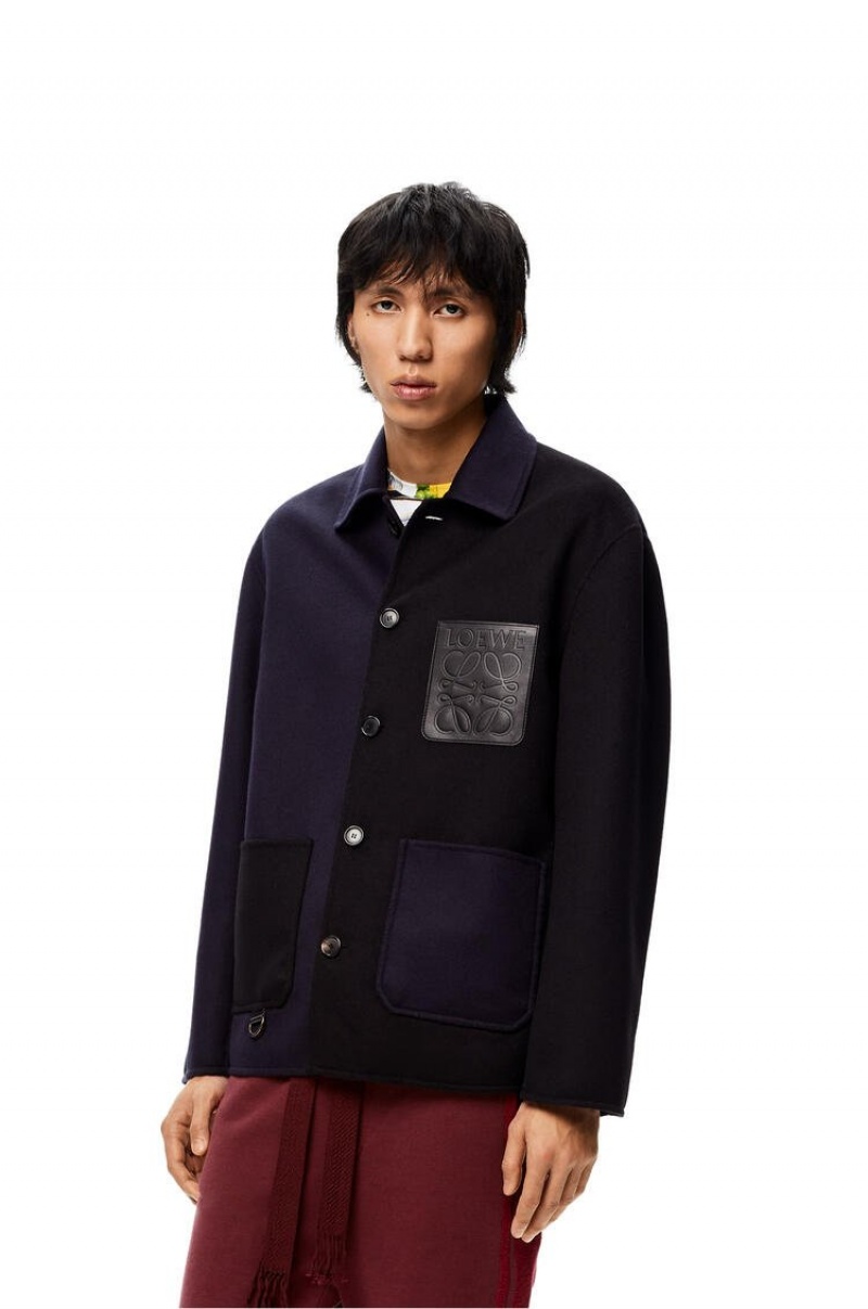 Chaquetas Loewe Workwear jacket in wool and cashmere Hombre Azul Marino Azules Negras | 419IJNUPT