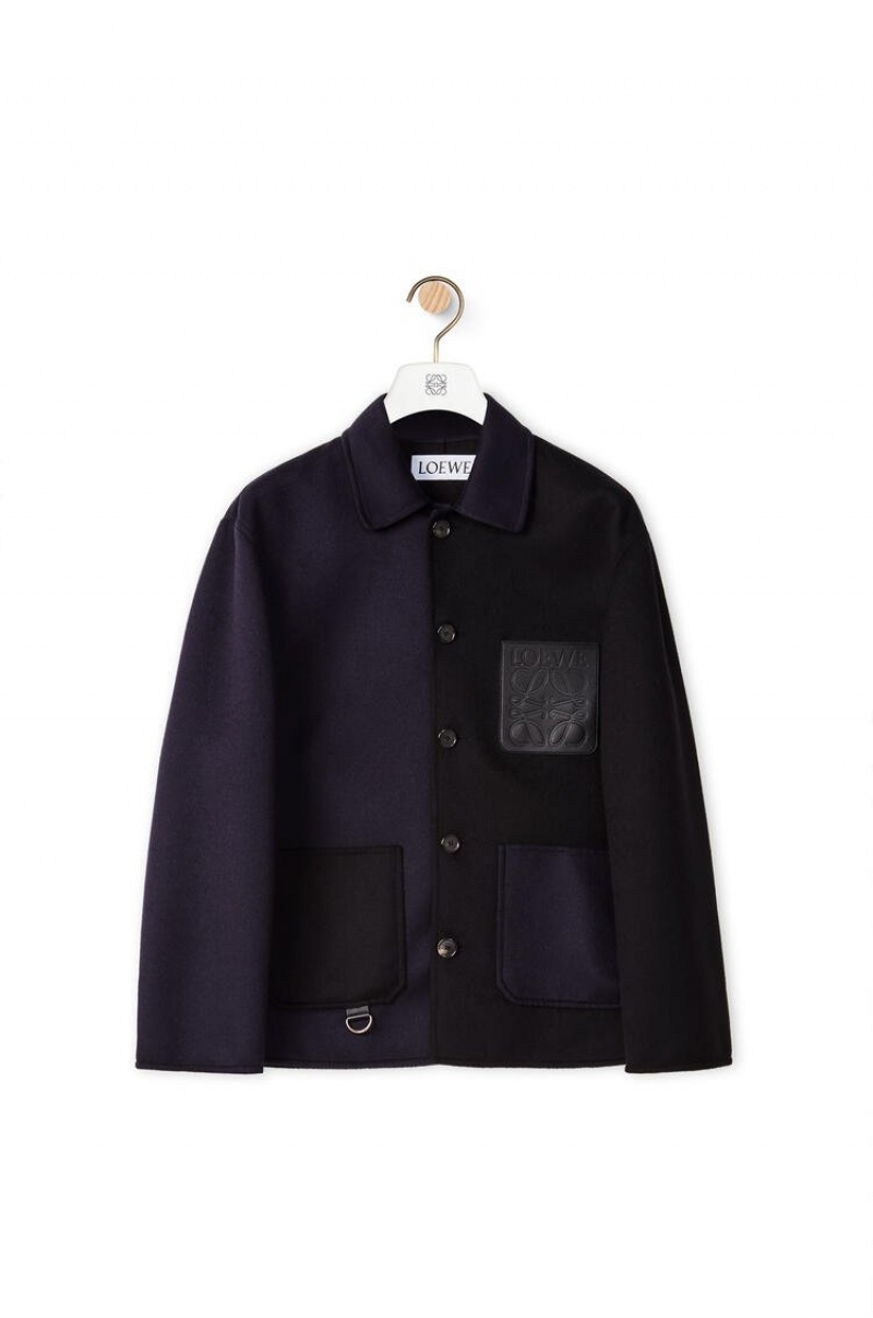 Chaquetas Loewe Workwear jacket in wool and cashmere Hombre Azul Marino Azules Negras | 419IJNUPT