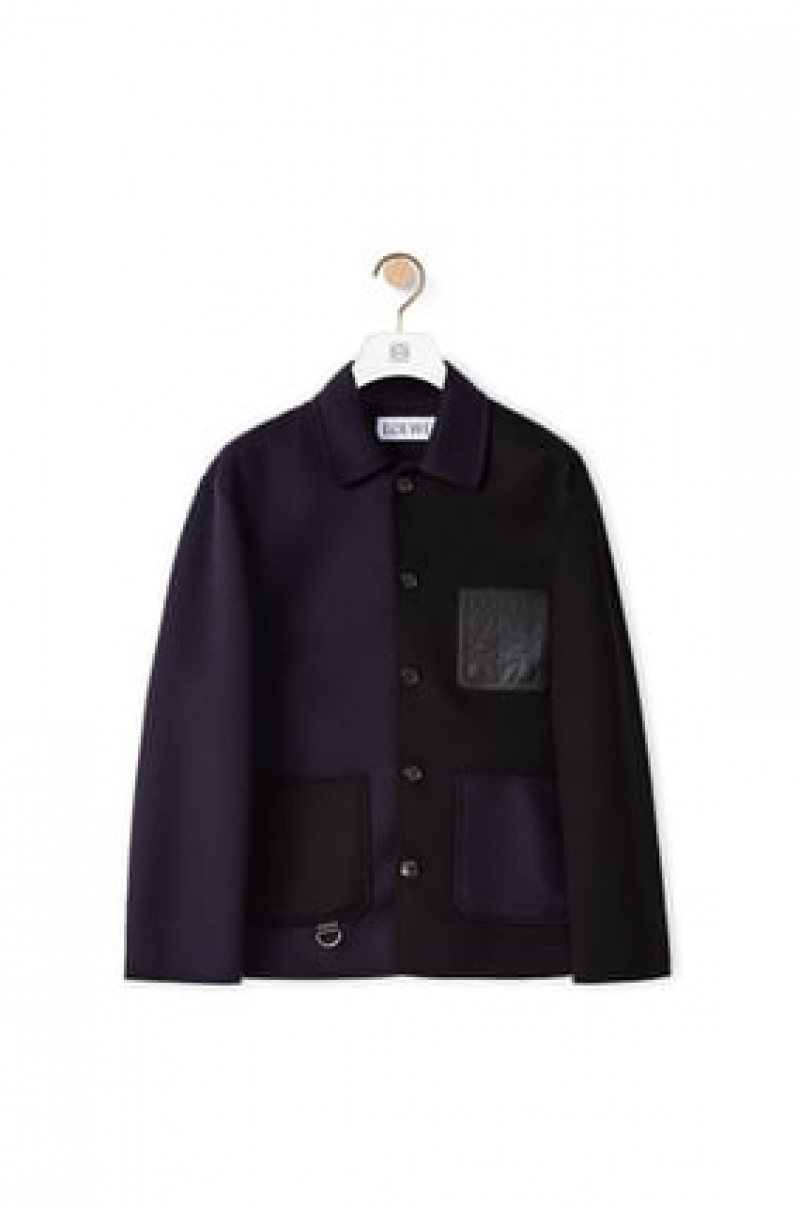 Chaquetas Loewe Workwear jacket in wool and cashmere Hombre Azul Marino Azules Negras | 419IJNUPT