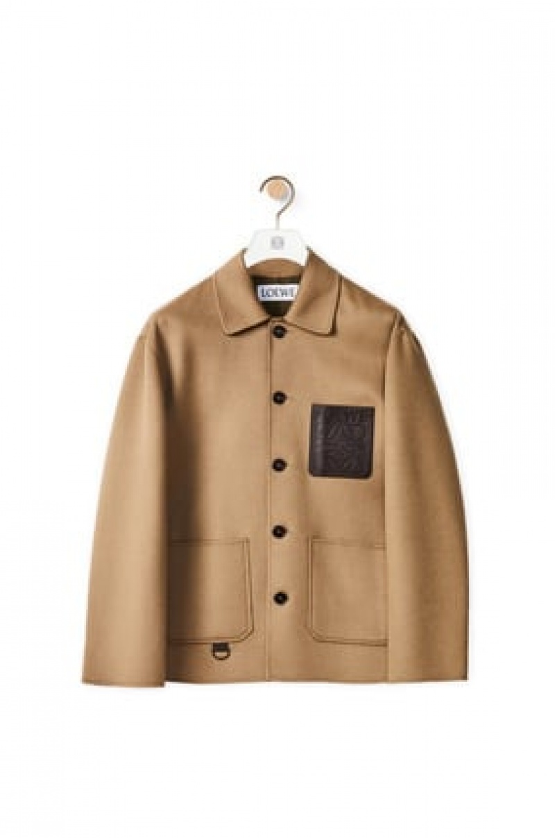 Chaquetas Loewe Workwear jacket in wool and cashmere Hombre Beige Kaki Verde | 691JLNXOR