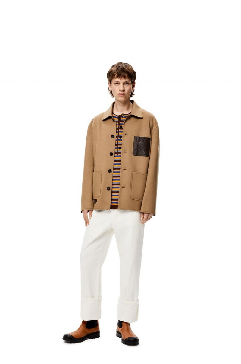 Chaquetas Loewe Workwear jacket in wool and cashmere Hombre Beige Kaki Verde | 691JLNXOR