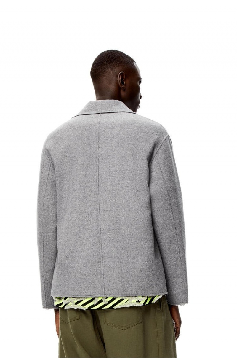 Chaquetas Loewe Workwear jacket in wool and cashmere Hombre Azul Marino Gris | 419QZHTGY