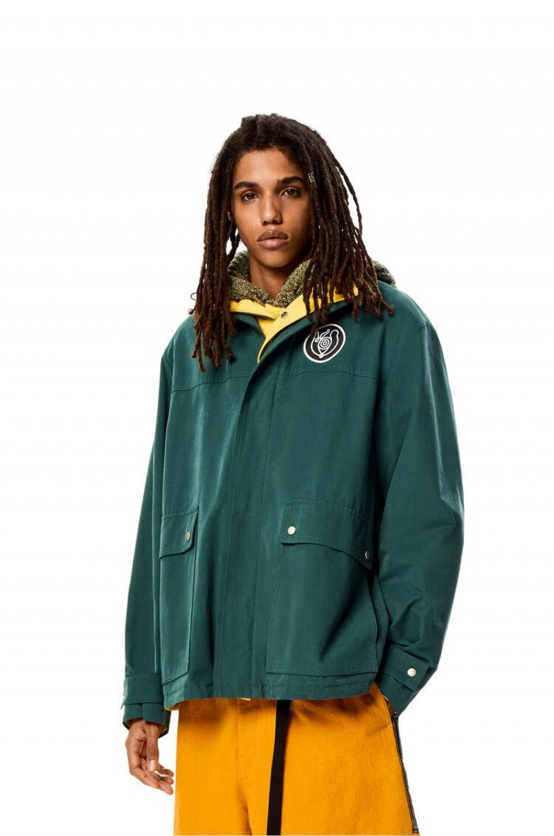 Chaquetas Parka Loewe Double layer parka in cotton Hombre Verde Menta Amarillo | 267MXGUTO