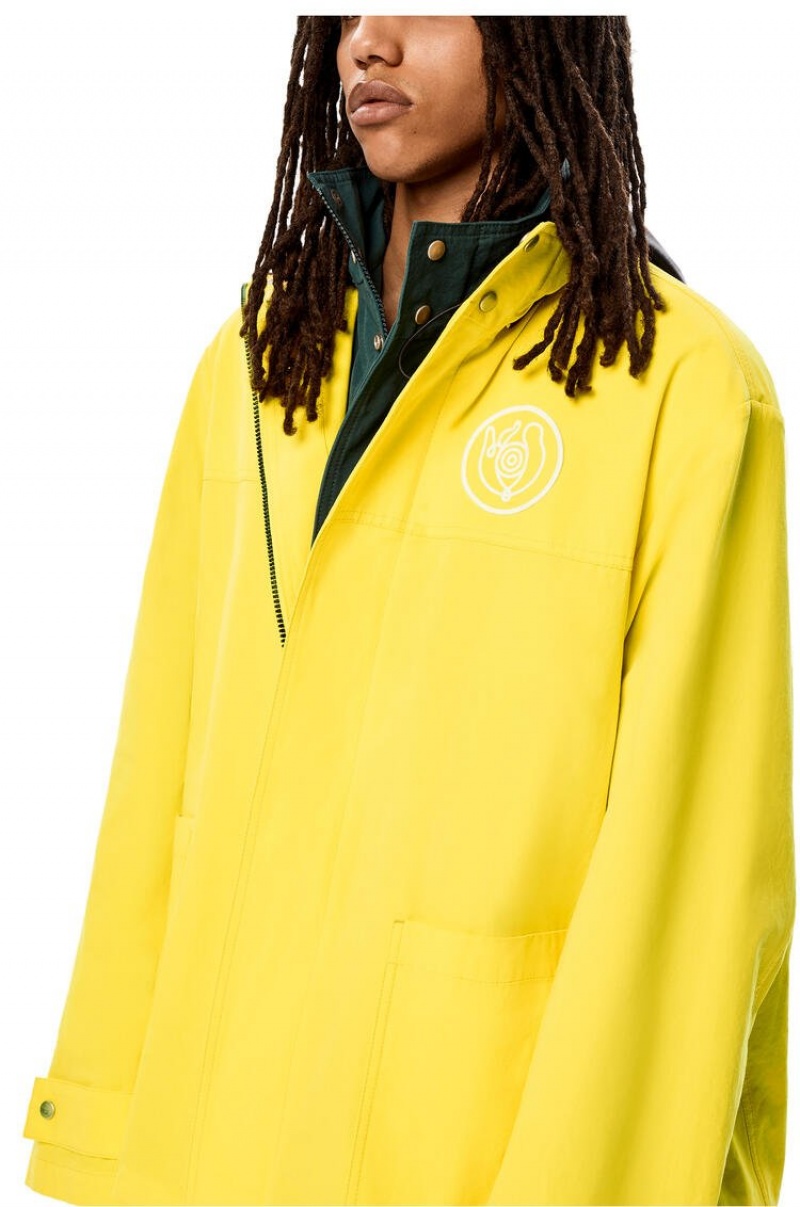 Chaquetas Parka Loewe Double layer parka in cotton Hombre Verde Menta Amarillo | 267MXGUTO