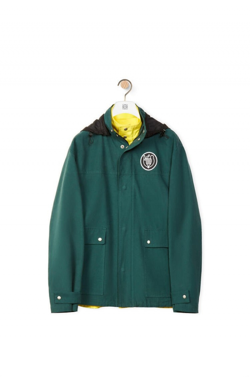 Chaquetas Parka Loewe Double layer parka in cotton Hombre Verde Menta Amarillo | 267MXGUTO