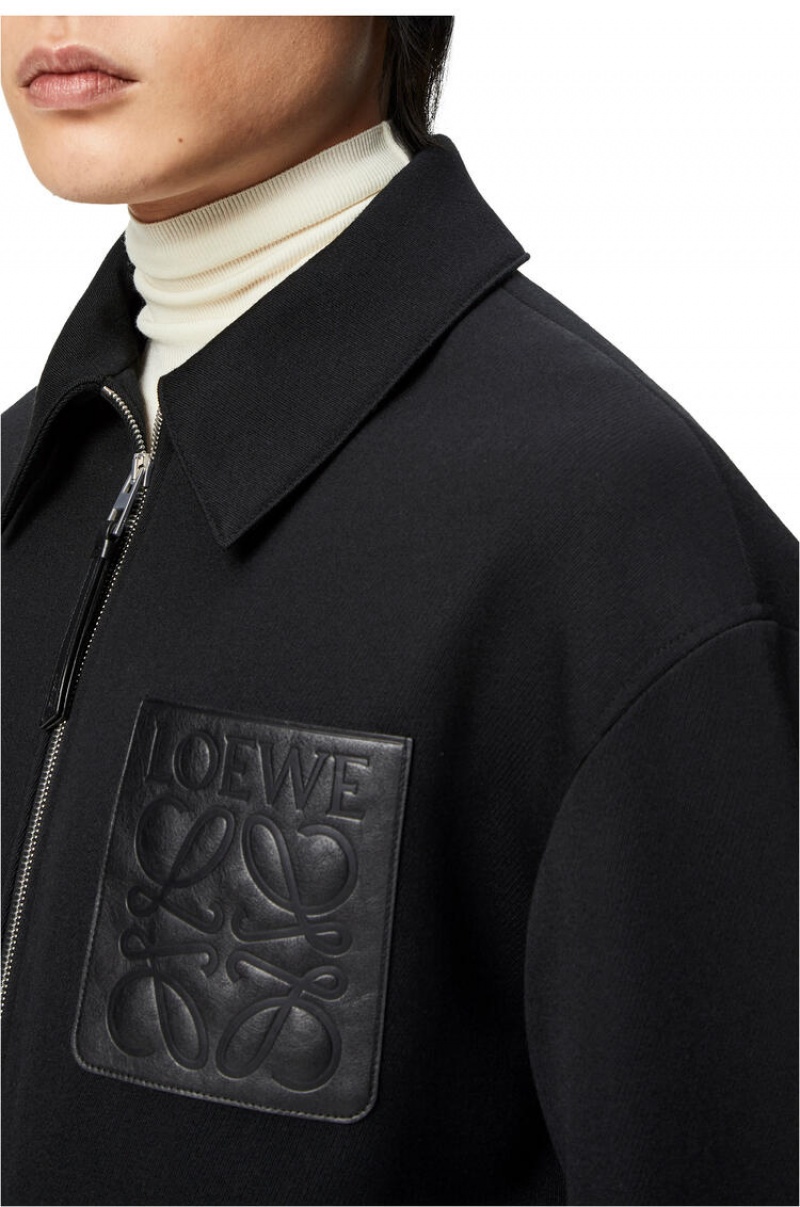 Chaquetas Parka Loewe Encapuchado Anagram zip parka in wool Hombre Negras | 458HTXNWI