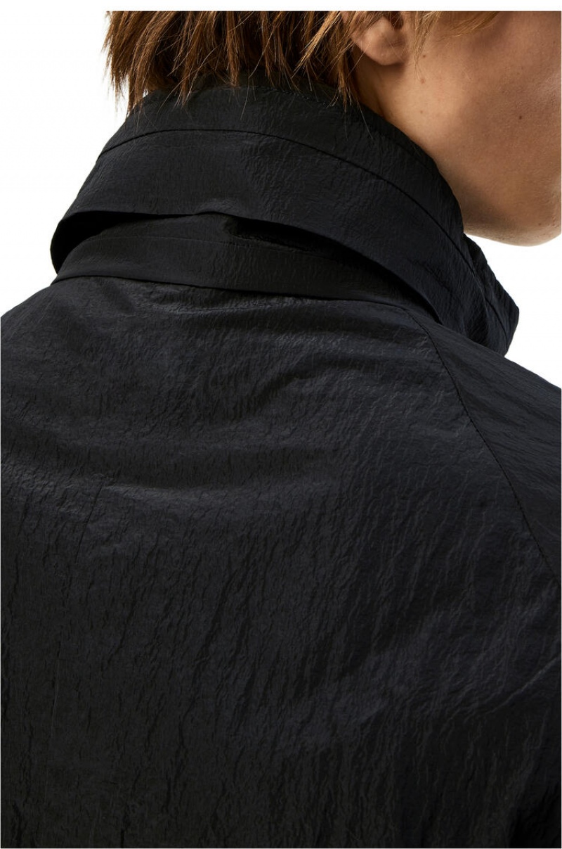 Chaquetas Parka Loewe Encapuchado parka in textured nylon Hombre Negras | 260QYBISF