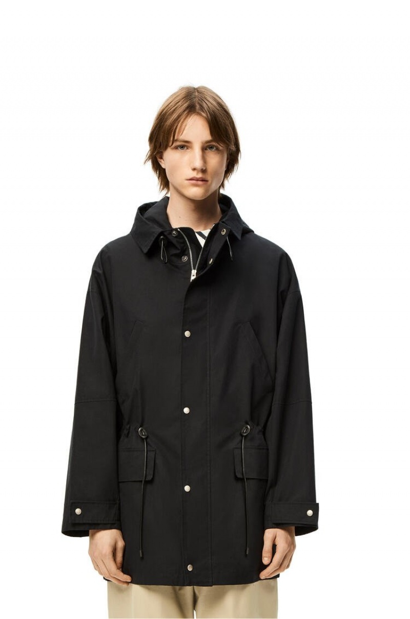 Chaquetas Parka Loewe Military parka in cotton Hombre Negras | 368RLIKPG