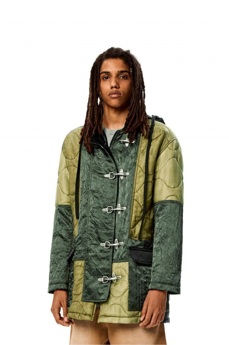 Chaquetas Parka Loewe Patchwork padded parka Hombre Kaki Verde | 514XAJTKB