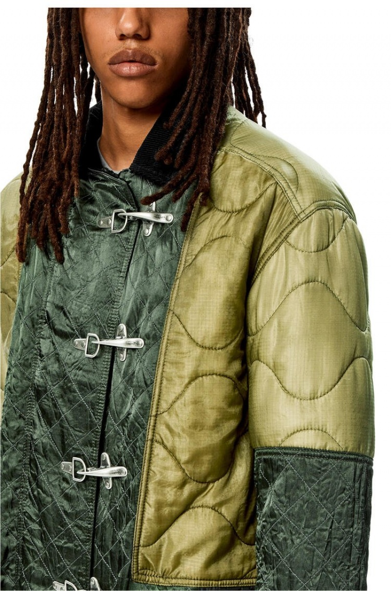 Chaquetas Parka Loewe Patchwork padded parka Hombre Kaki Verde | 514XAJTKB