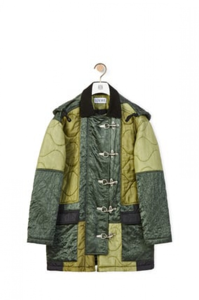 Chaquetas Parka Loewe Patchwork padded parka Hombre Kaki Verde | 514XAJTKB