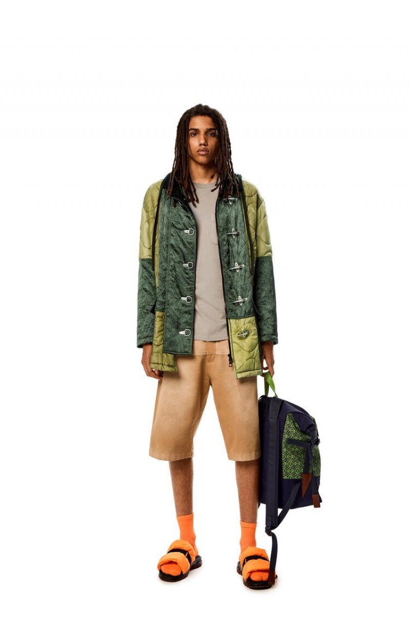 Chaquetas Parka Loewe Patchwork padded parka Hombre Kaki Verde | 514XAJTKB