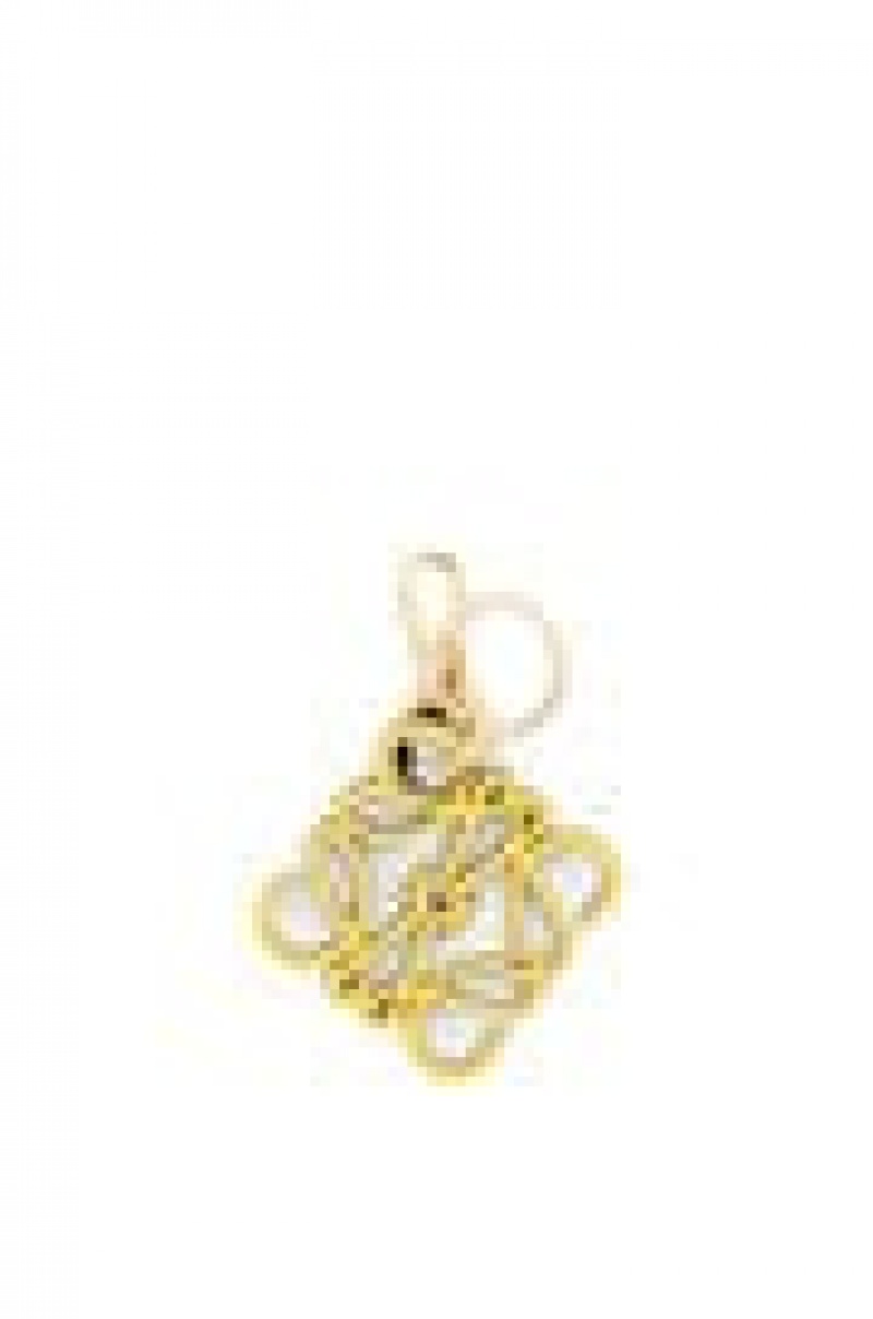 Charms Loewe Anagram charm in calfskin Mujer Amarillo Doradas | 867GQLXUA