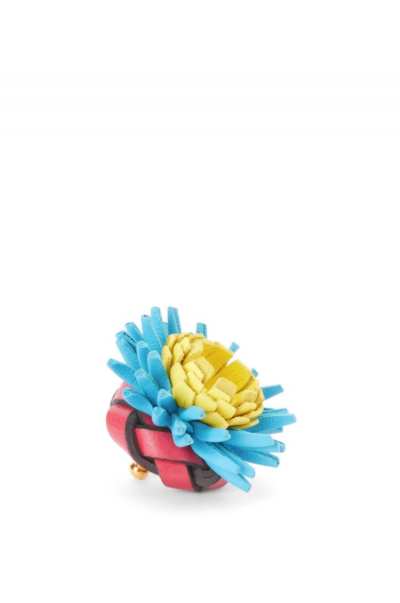 Charms Loewe Cactus stud flower in classic calfskin Mujer Rosas Azules | 970CSXYGP