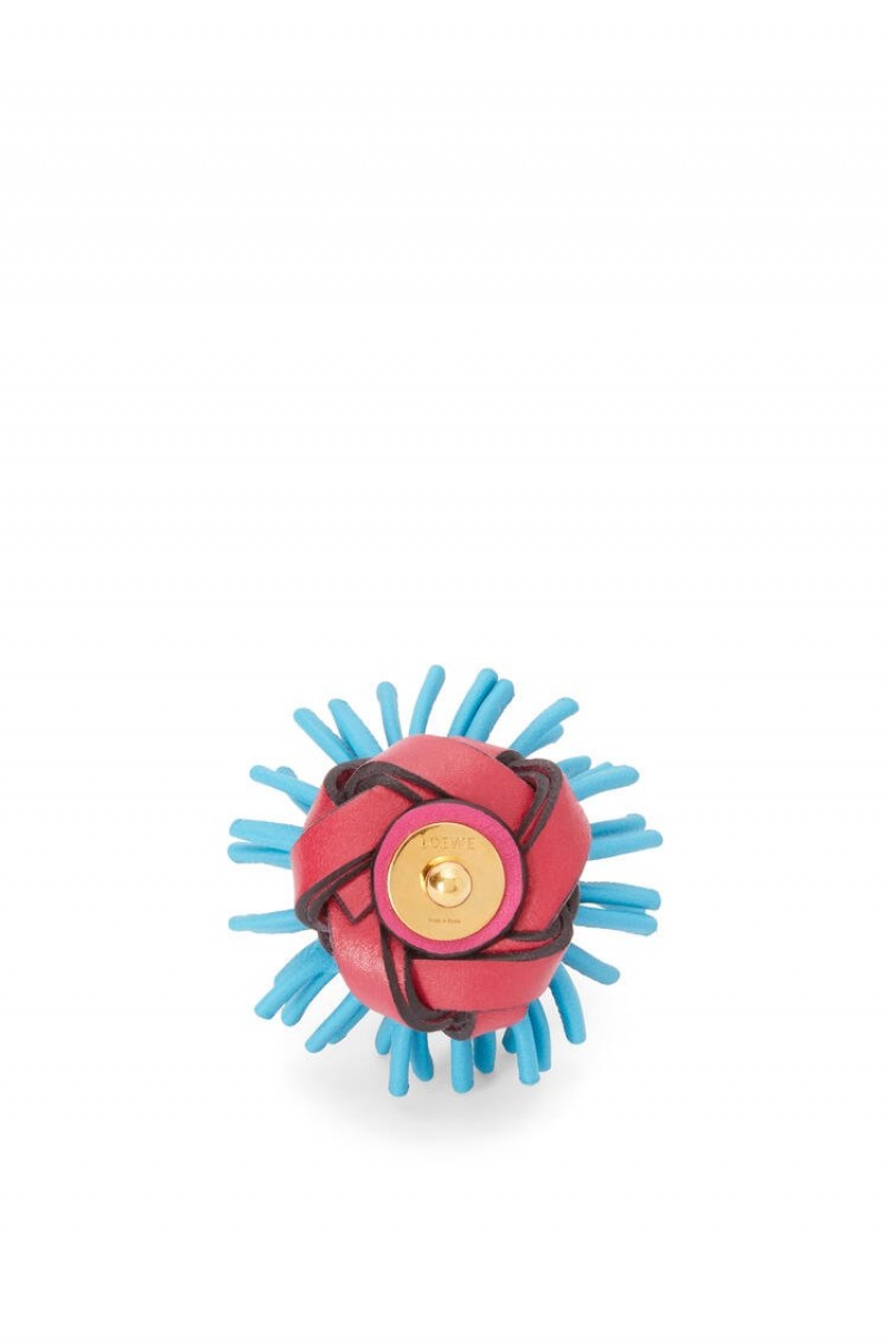 Charms Loewe Cactus stud flower in classic calfskin Mujer Rosas Azules | 970CSXYGP