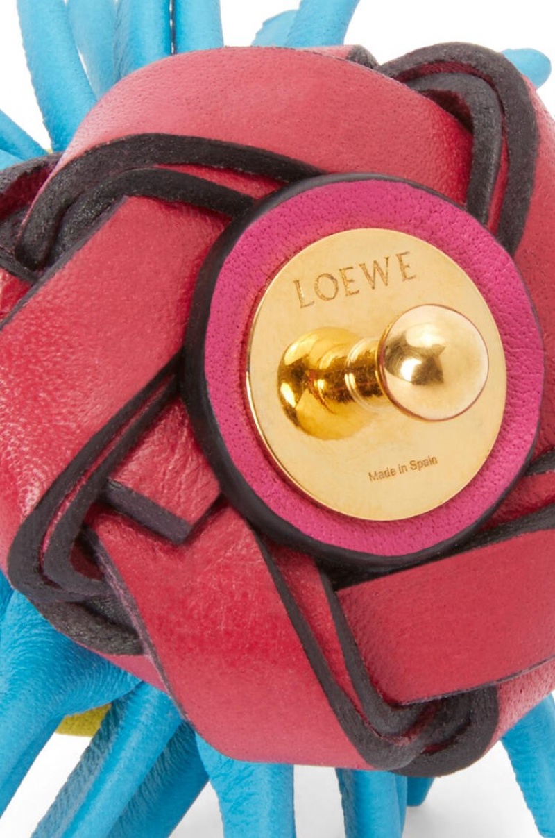 Charms Loewe Cactus stud flower in classic calfskin Mujer Rosas Azules | 970CSXYGP