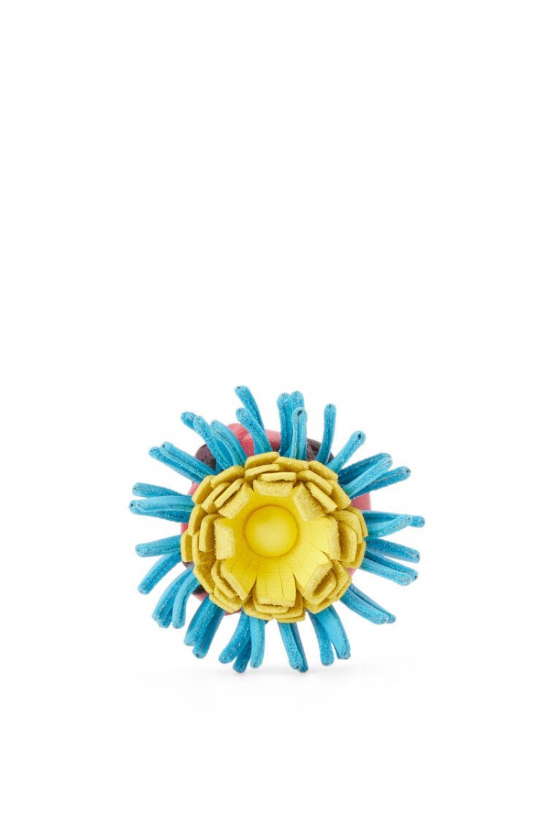 Charms Loewe Cactus stud flower in classic calfskin Mujer Rosas Azules | 970CSXYGP