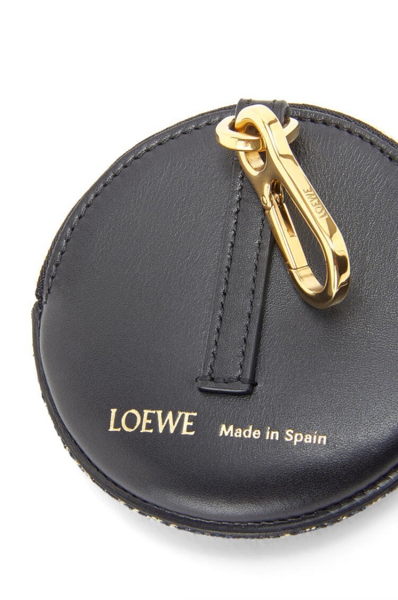 Charms Loewe Cookie charm in Anagram jacquard and calfskin Mujer Azul Marino Negras | 897CLXUHF