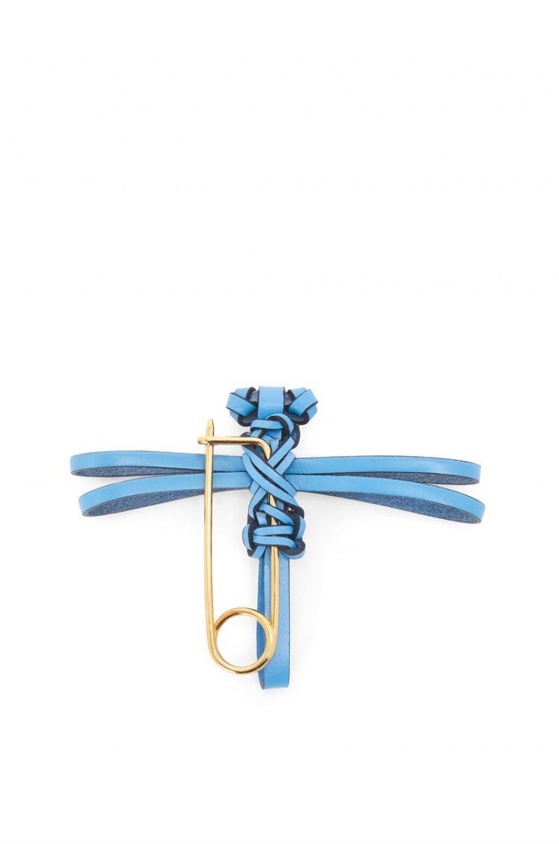 Charms Loewe Dragonfly pin charm in calfskin Mujer Azules | 306TQRBLF