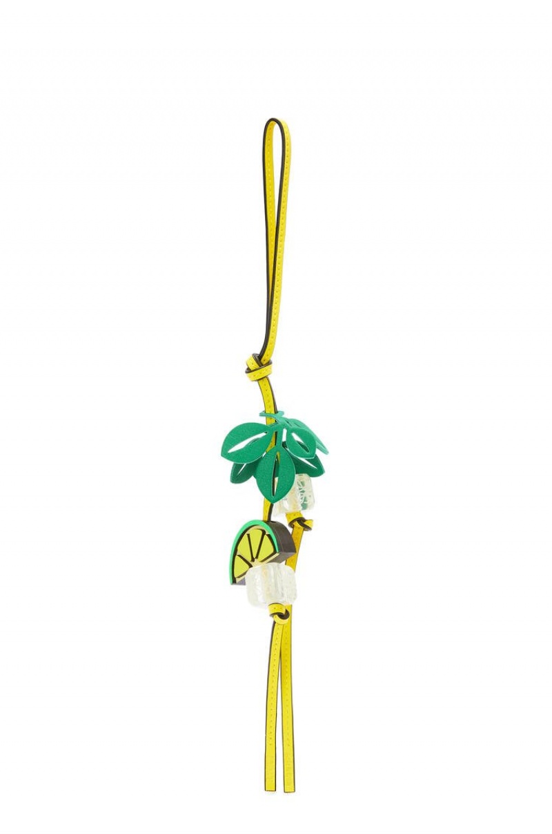 Charms Loewe Mojito charm in calfskin and brass Mujer Verde Limón | 534AMQLKD