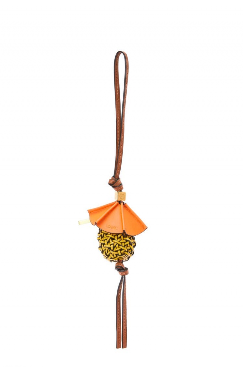 Charms Loewe Pineapple cocktail charm in calfskin and brass Mujer Amarillo | 294AUFQSR