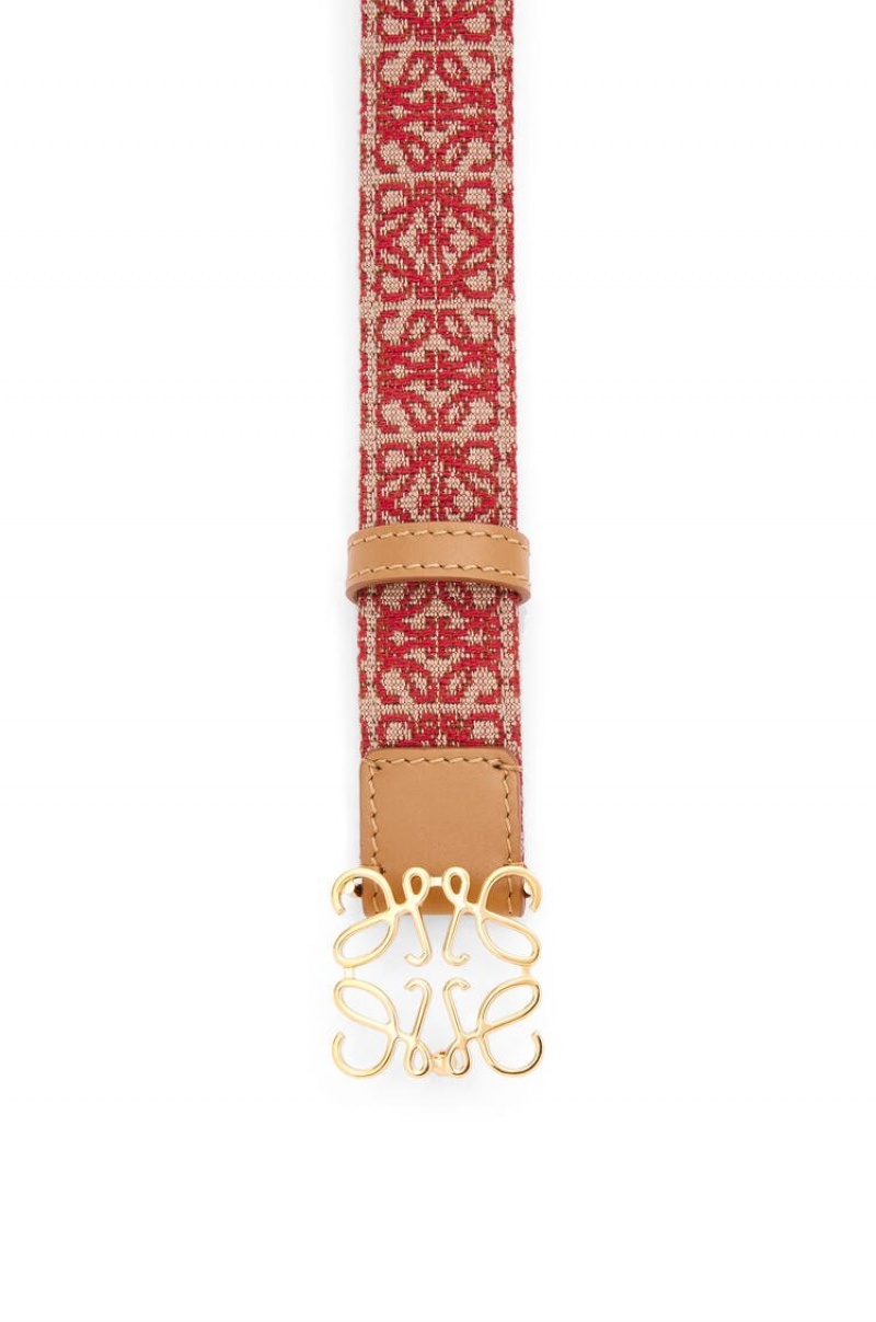 Cinturones Loewe Anagram belt in jacquard and calfskin Mujer Doradas | 028EDPOGX