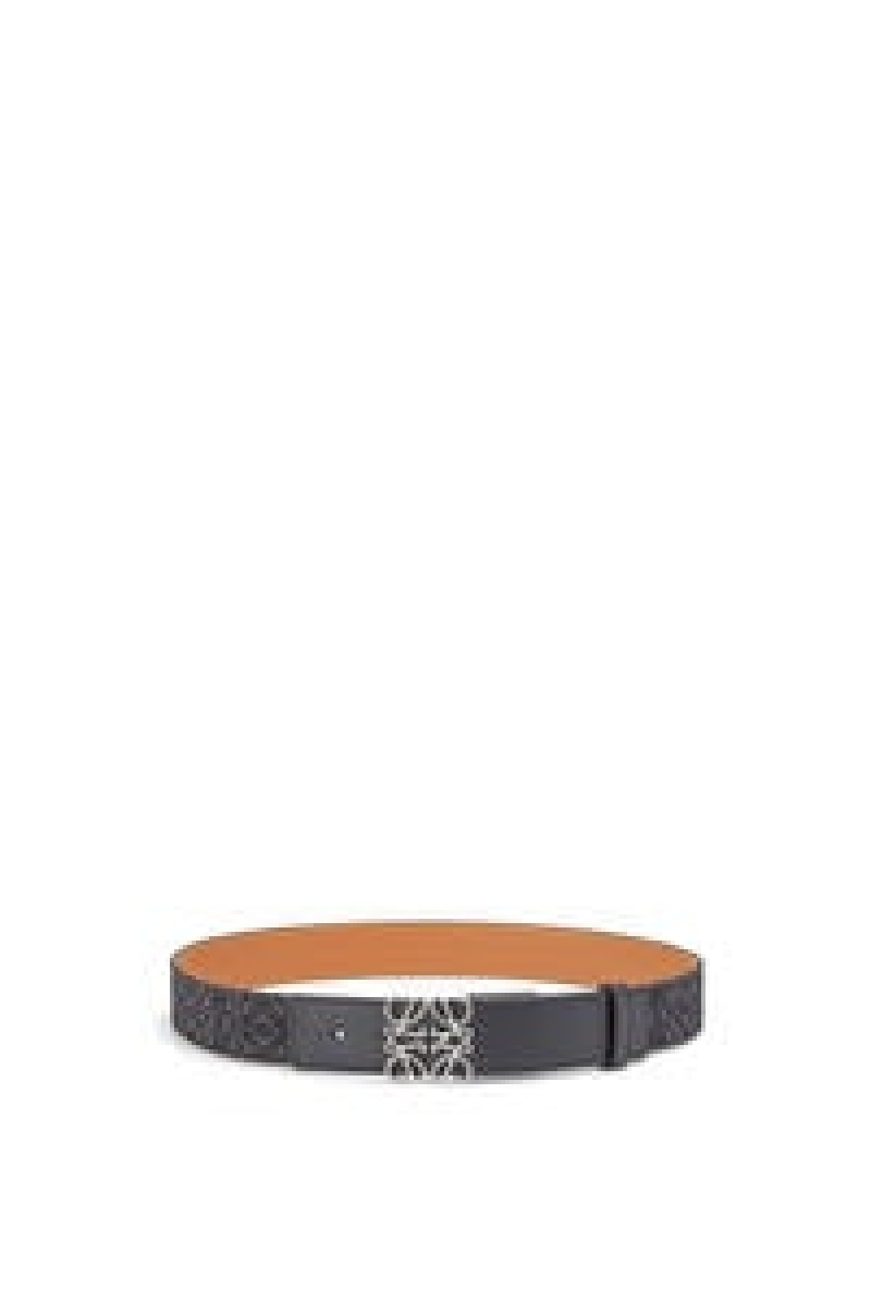 Cinturones Loewe Anagram belt in jacquard and calfskin Hombre Azul Marino Negras | 450QVSHTR