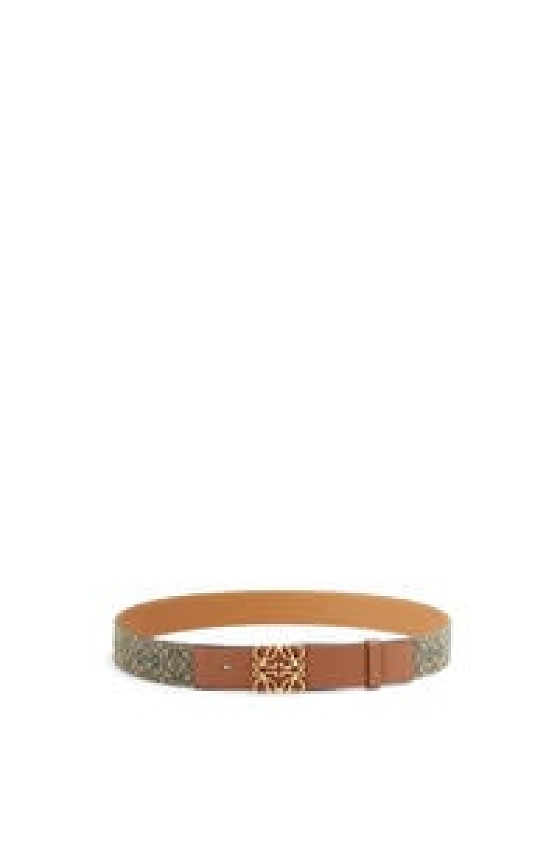 Cinturones Loewe Anagram belt in jacquard and calfskin Hombre Azul Marino Negras | 450QVSHTR