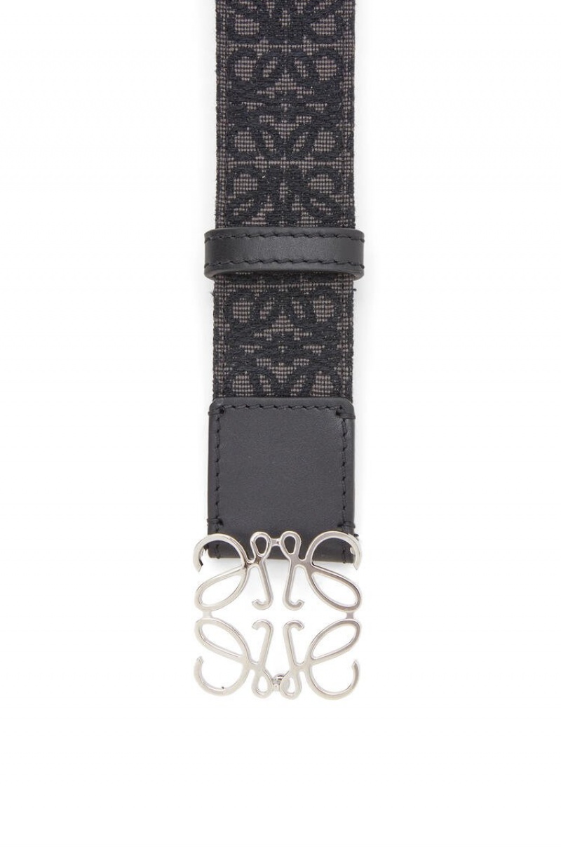 Cinturones Loewe Anagram belt in jacquard and calfskin Hombre Negras | 865SAXEUJ