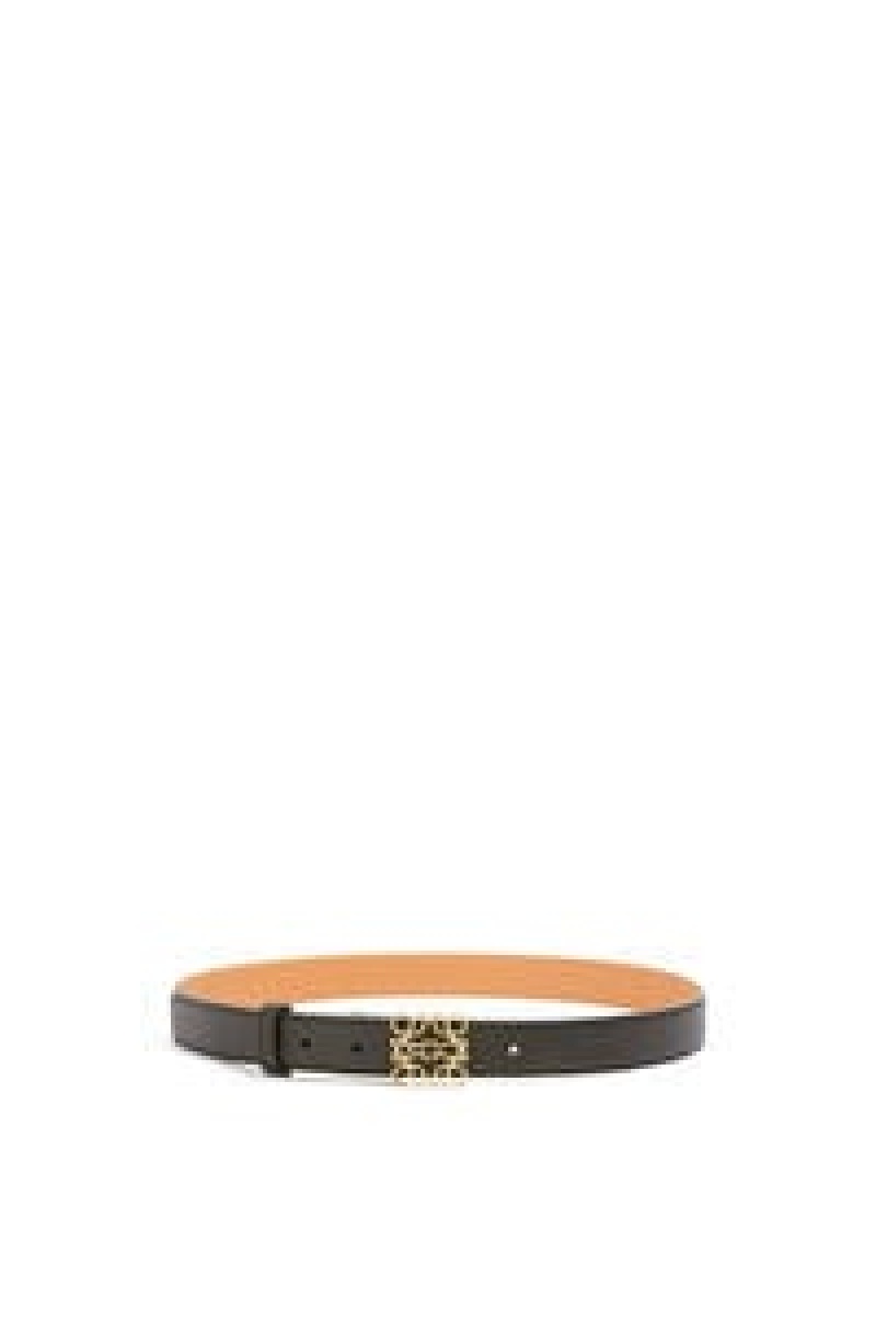 Cinturones Loewe Anagram belt in pebble grain calfskin Mujer Doradas | 504LXAPEK