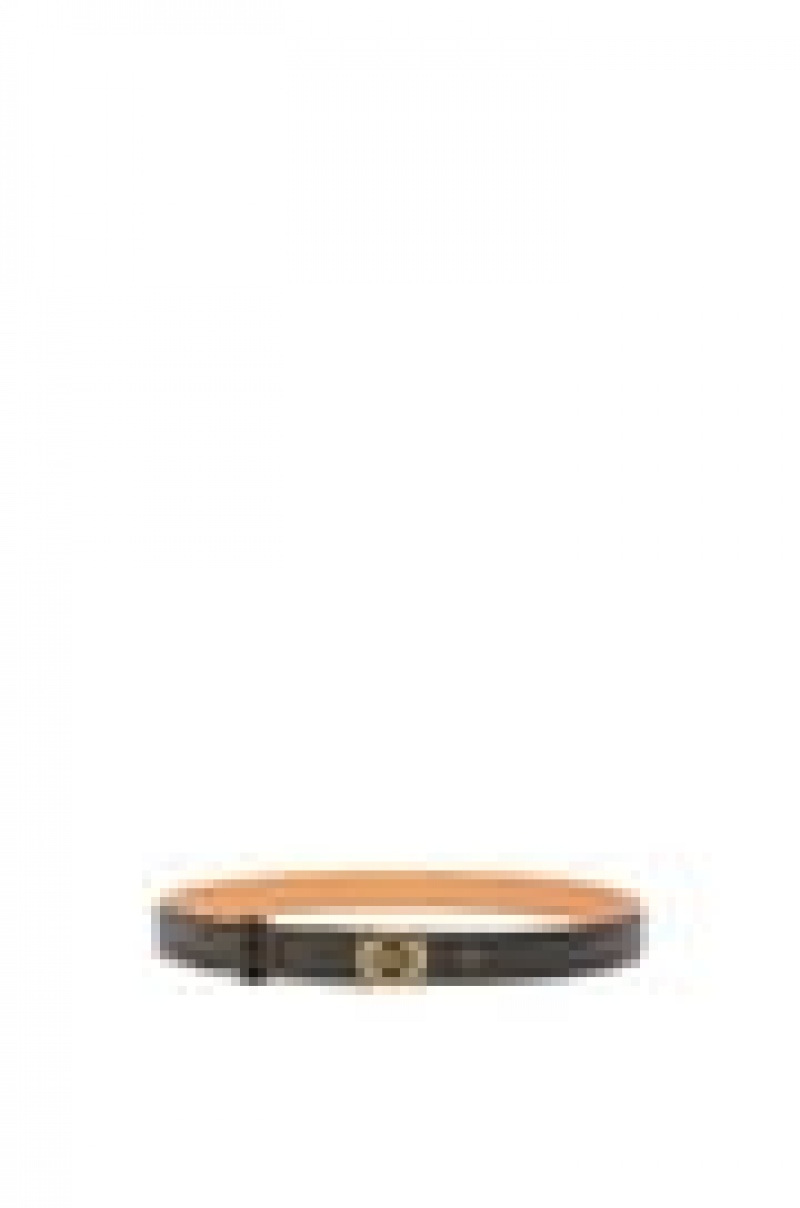 Cinturones Loewe Anagram belt in pebble grain calfskin Mujer Negras Doradas | 985ZJRYFS