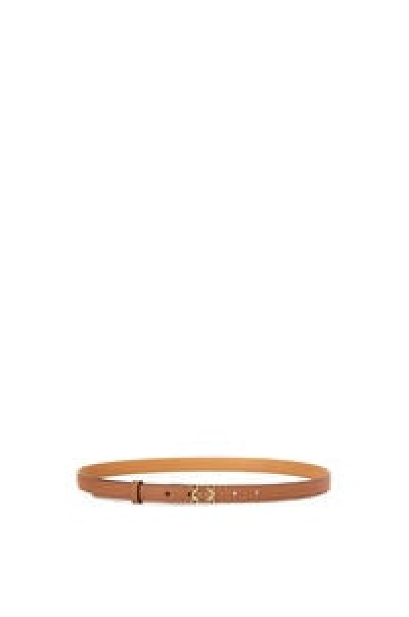 Cinturones Loewe Anagram belt in pebble grain calfskin Mujer Negras Doradas | 957YNSUEV