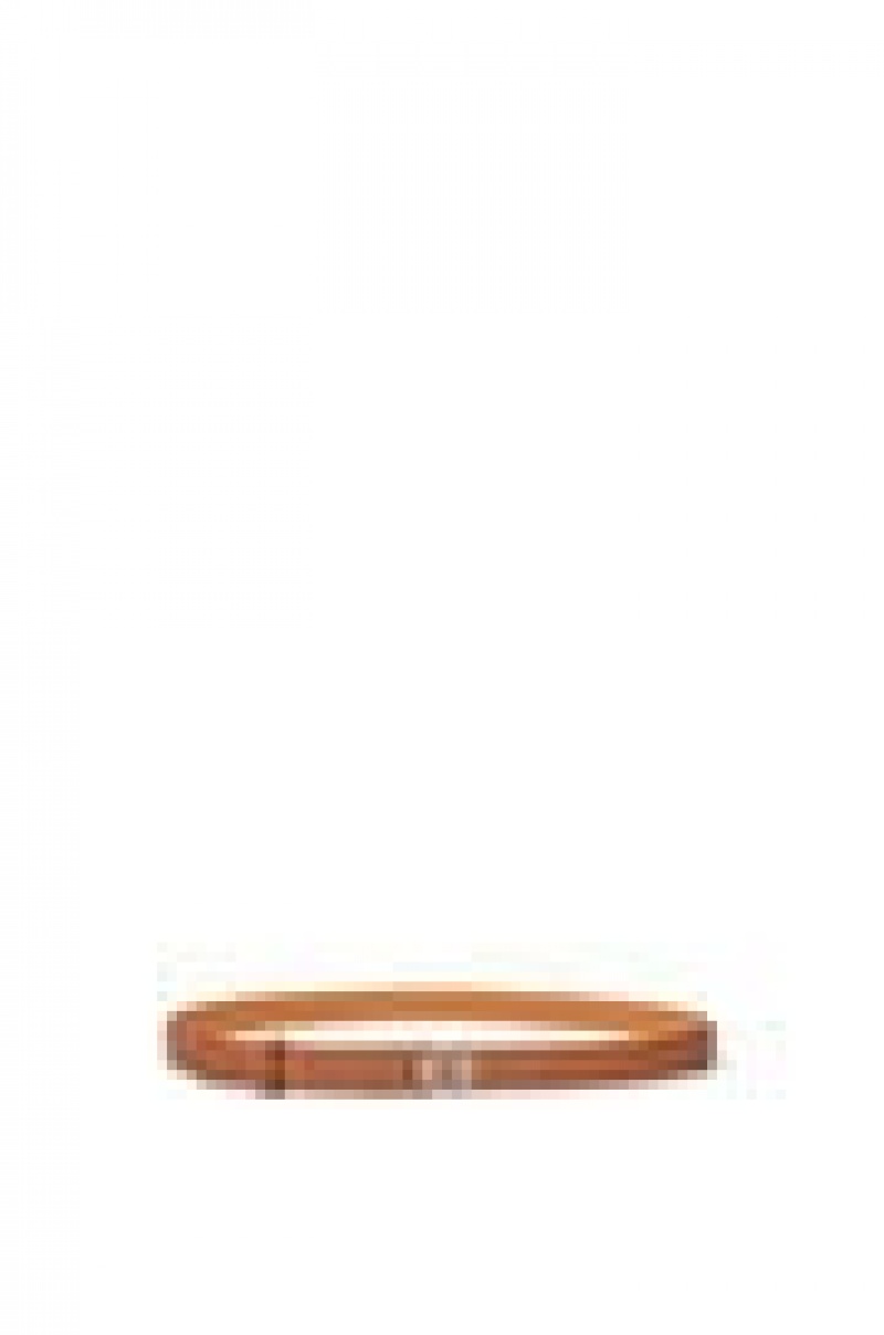 Cinturones Loewe Anagram belt in pebble grain calfskin Mujer Tan / Palladium | 782XYZPIW