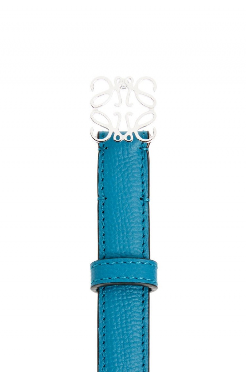 Cinturones Loewe Anagram belt in pebble grain calfskin Mujer Azules | 709LWGHKT