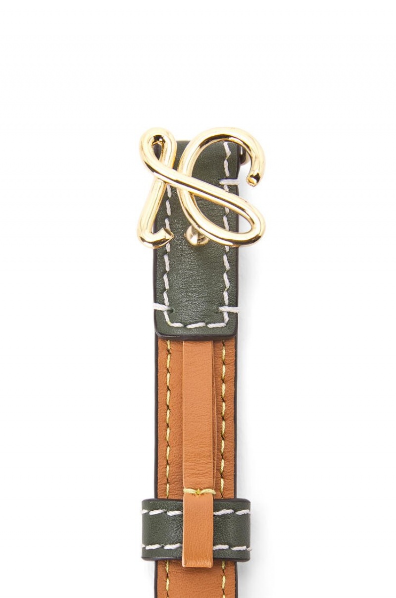 Cinturones Loewe Belt in smooth calfskin Mujer Kaki Doradas | 014UYORCQ