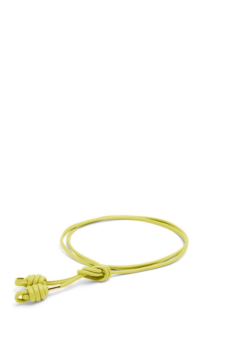 Cinturones Loewe Flamenco knot belt in classic calfskin Mujer Amarillo | 863EARDYK