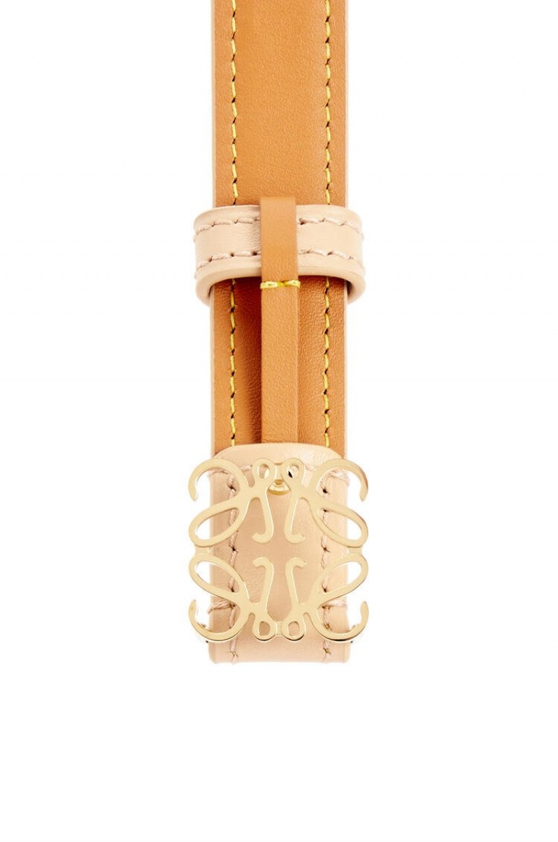 Cinturones Loewe Goya Anagram belt in smooth calfskin Mujer Doradas | 568RHTAFO