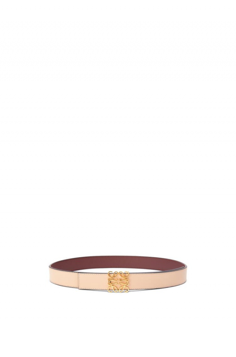 Cinturones Loewe Reversible Anagram belt in smooth calfskin Mujer Rojas Doradas | 783IEXZHV