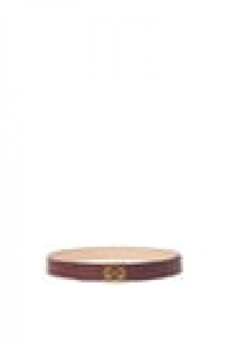 Cinturones Loewe Reversible Anagram belt in smooth calfskin Mujer Rojas Doradas | 783IEXZHV