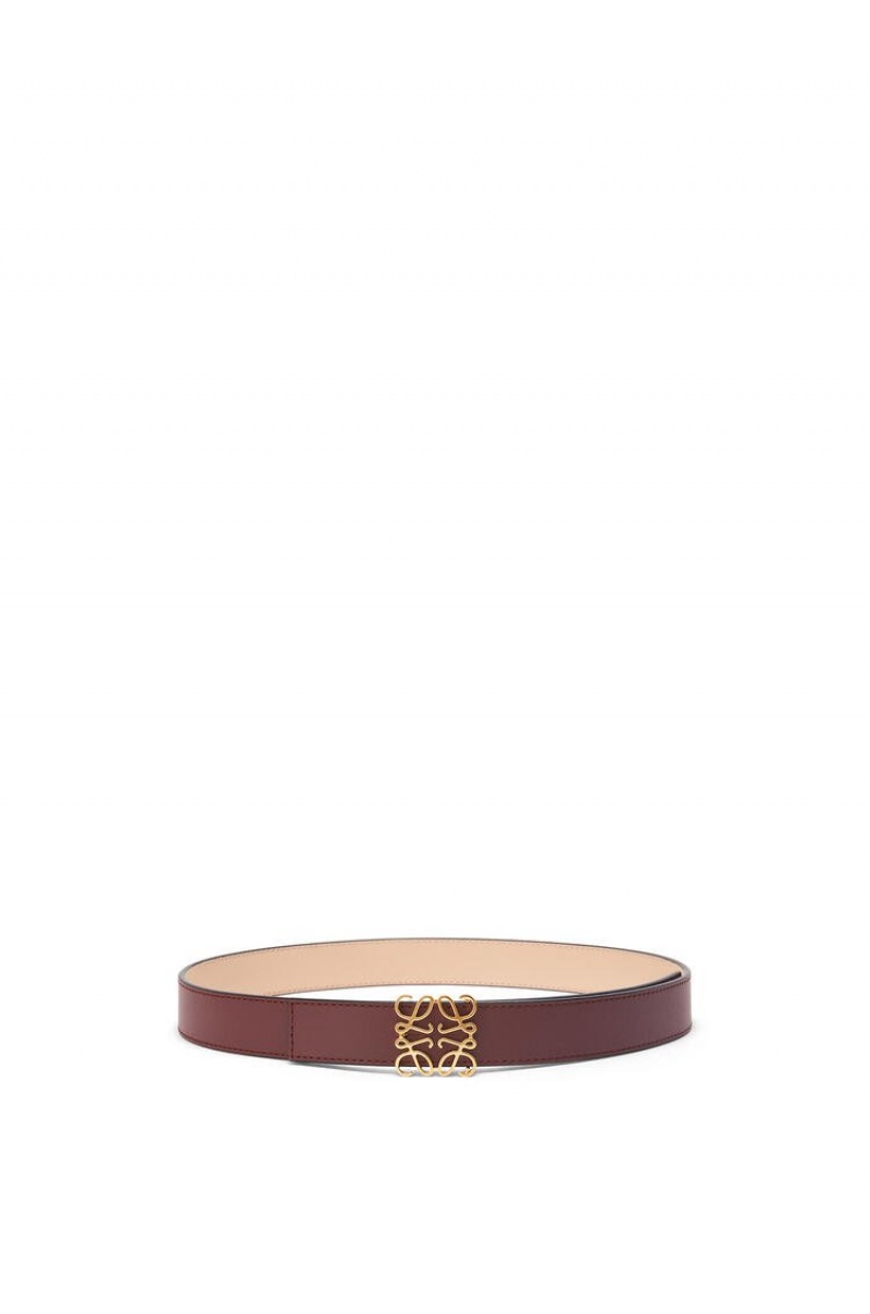 Cinturones Loewe Reversible Anagram belt in smooth calfskin Mujer Rojas Doradas | 783IEXZHV