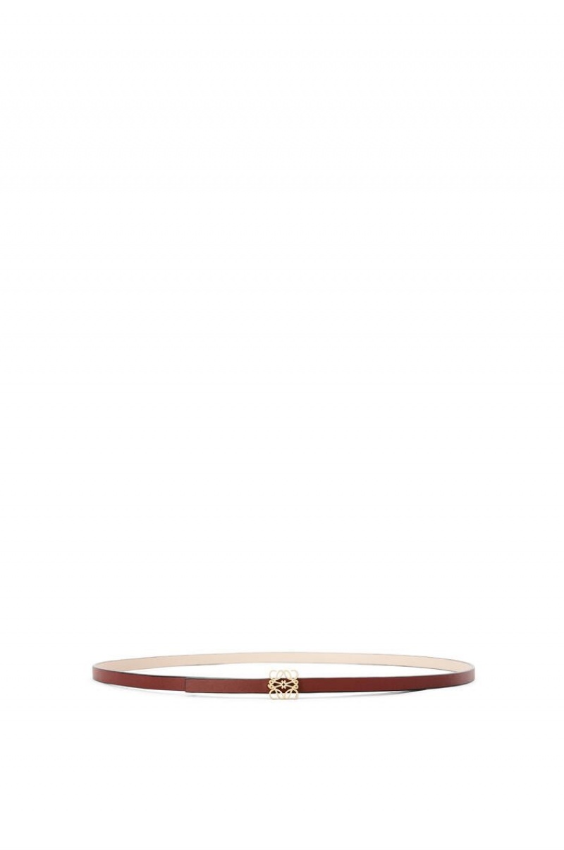 Cinturones Loewe Reversible Anagram belt in smooth calfskin Mujer Rojas Doradas | 047GEYFXM