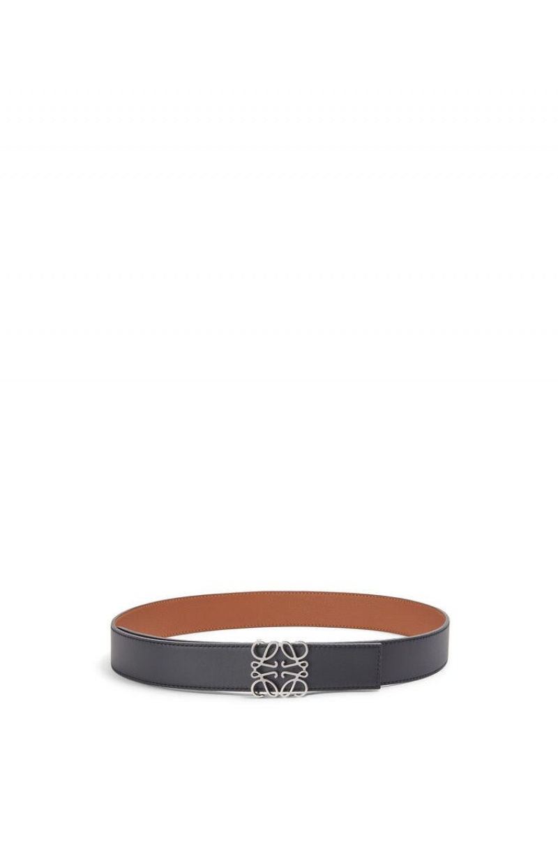 Cinturones Loewe Reversible Anagram belt in soft grained calfskin Hombre Negras | 150BNCJDL