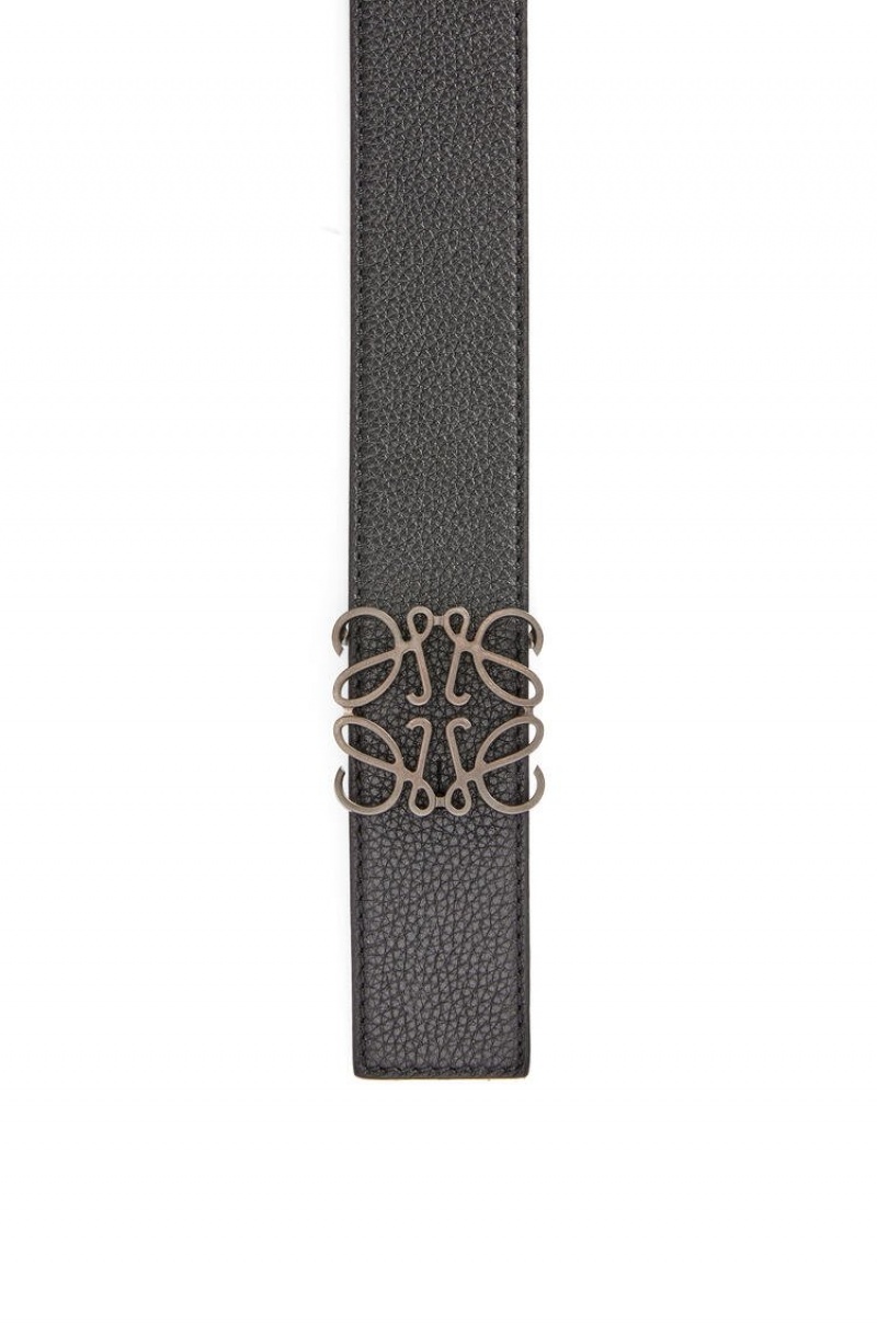 Cinturones Loewe Reversible Anagram belt in soft grained calfskin Hombre Negras Kaki Verde Negras | 923QZPMNX