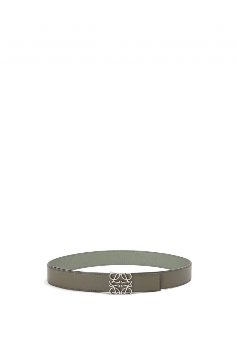 Cinturones Loewe Reversible Anagram belt in soft grained calfskin Hombre Verde Menta Kaki Verde | 873PWIFDA