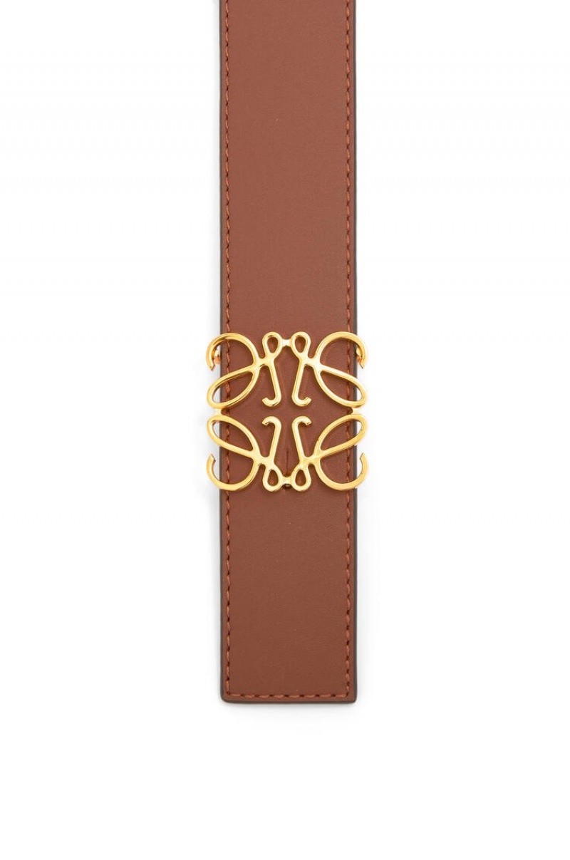 Cinturones Loewe Reversible Anagram belt in smooth calfskin Hombre Naranjas Doradas | 675KHMOIQ